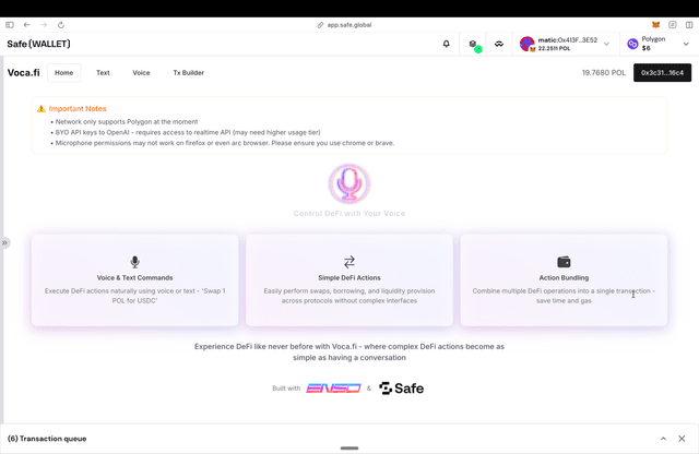 Voca.fi voice command interface